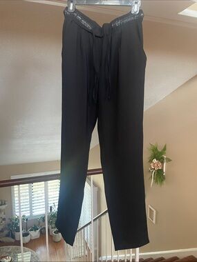 Women’s Black Drawstring Trousers with Elastic Waist